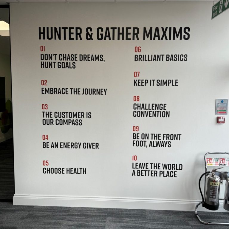Vinyl Wall Graphic and Office Branding | The Vinyl Bay Hunter & Gather Maxims Vinyl Wall Graphic and Office Branding